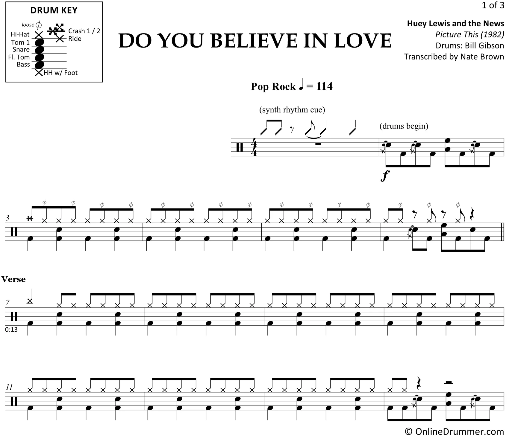 Do You Believe in Love - Huey Lewis and the News - Drum Sheet Music - Image 3