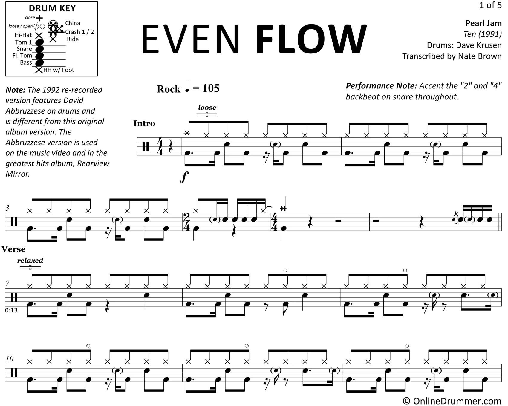 Even Flow - Pearl Jam - Drum Sheet Music - Image 3