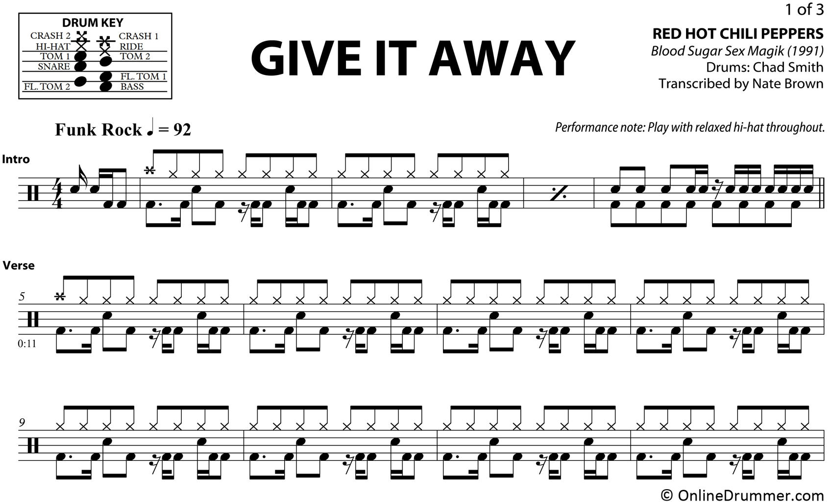 Give It Away - Red Hot Chili Peppers - Drum Sheet Music - Image 3