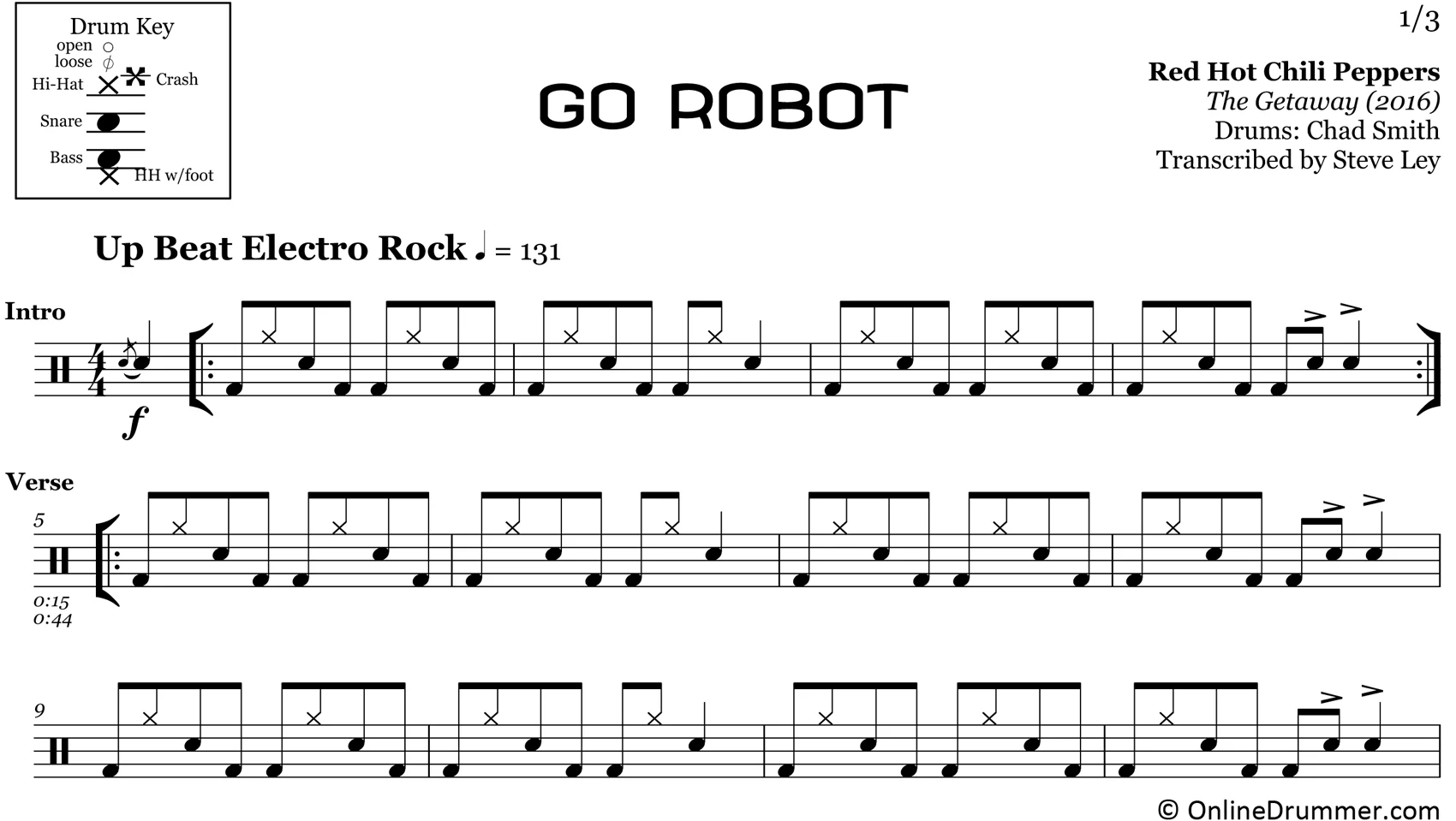 Go Robot - Red Hot Chili Peppers - Drum Sheet Music - Image 3