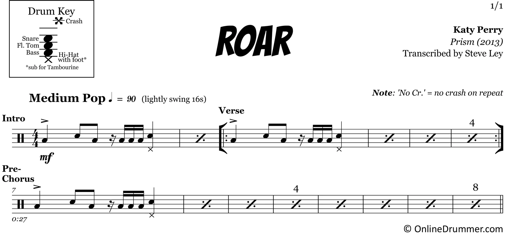 Roar - Katy Perry - Drum Sheet Music - Image 3