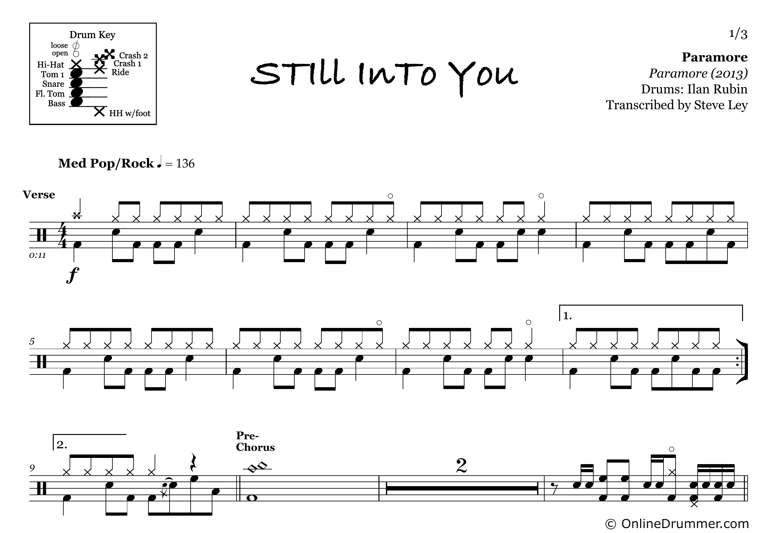 Still Into You - Paramore - Drum Sheet Music - Image 3